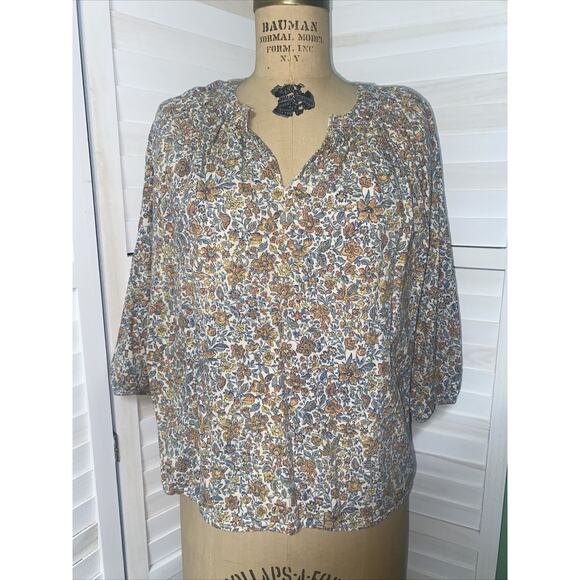 Universal Thread Women’s Popover Top Floral Print 3/4 Sleeve Sz Small - Picture 1 of 6